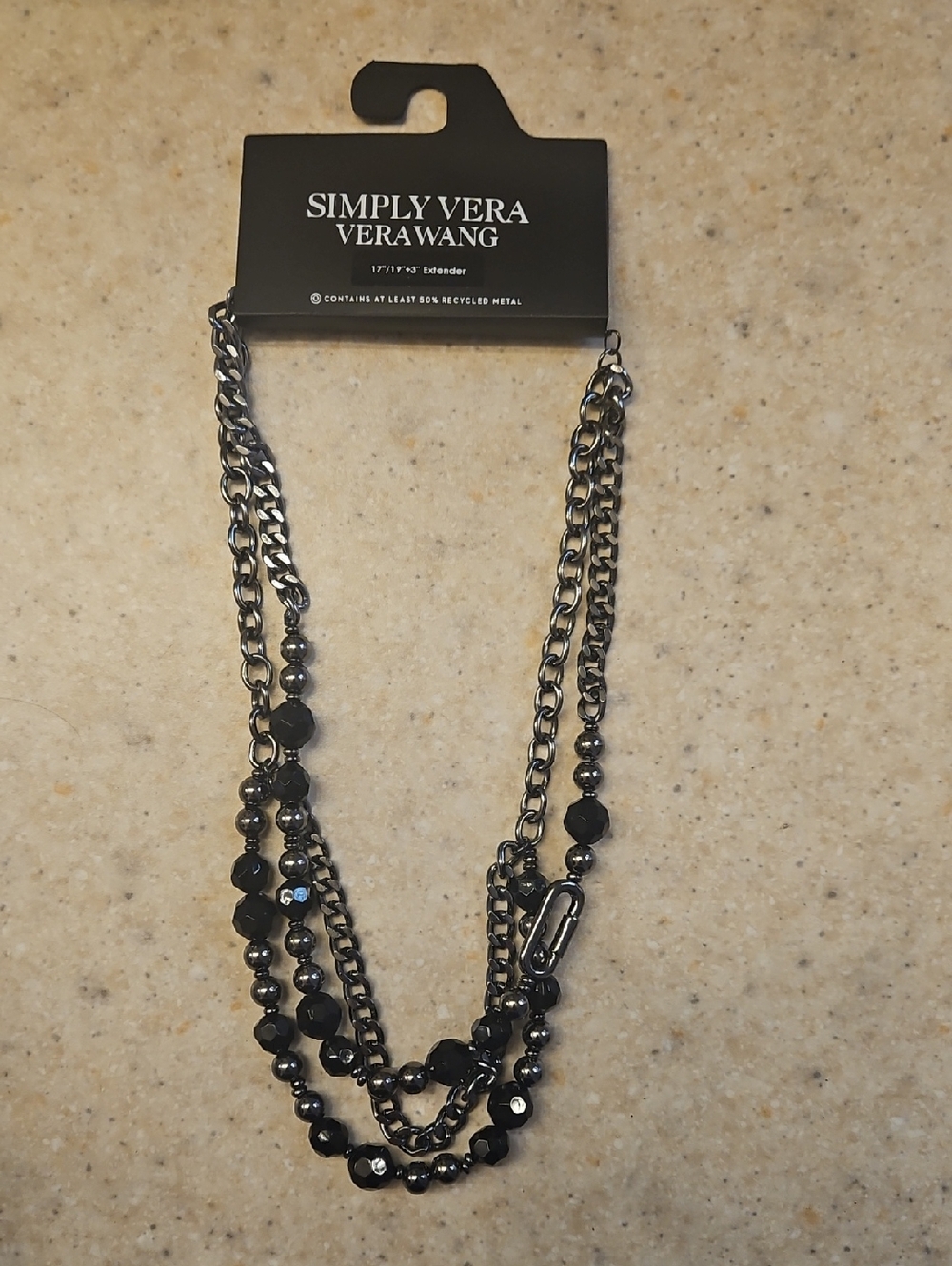 Simply Vera Vera Wang Multi-Strand Black and Silver Necklace